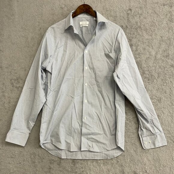 NWOT Calvin Klein Men's M  Checkered Long Sleeve Button down Shirt - Picture 3 of 10
